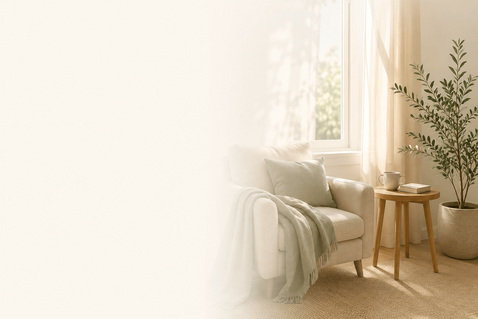 A calm, sunlit room — a quiet space to come home to